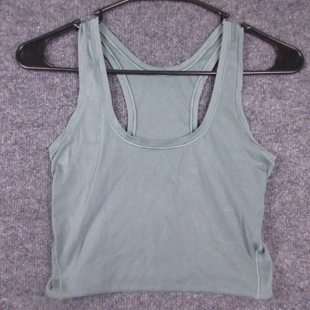 Lululemon Tank Top Womens XS Green Cropped Racerback Scoop Neck Yoga Athletic